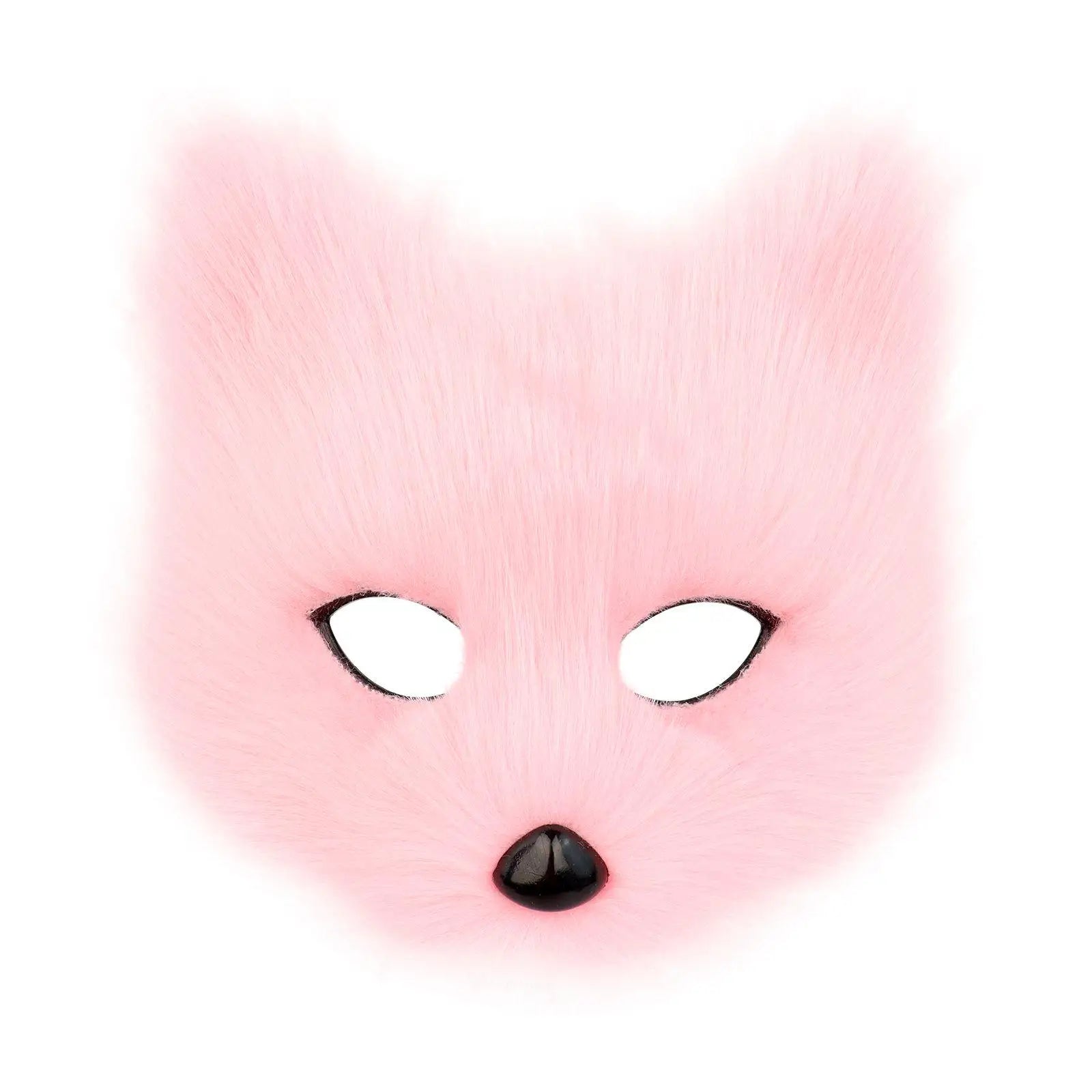 Light Pink Faux Fur Animal Face Mask