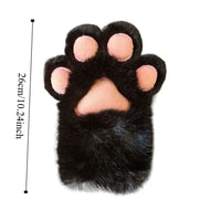 Plush Grey Faux Fur Cat Paw Mittens