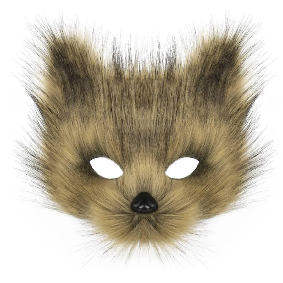 Realistic Brown Faux Fur Fox Mask
