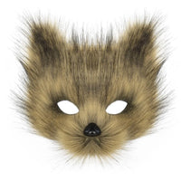 Realistic Brown Faux Fur Fox Mask