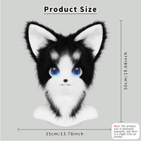 Cute Orange Furry Animal Head Keychain with Blue Eyes