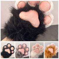Plush Grey Faux Fur Cat Paw Mittens