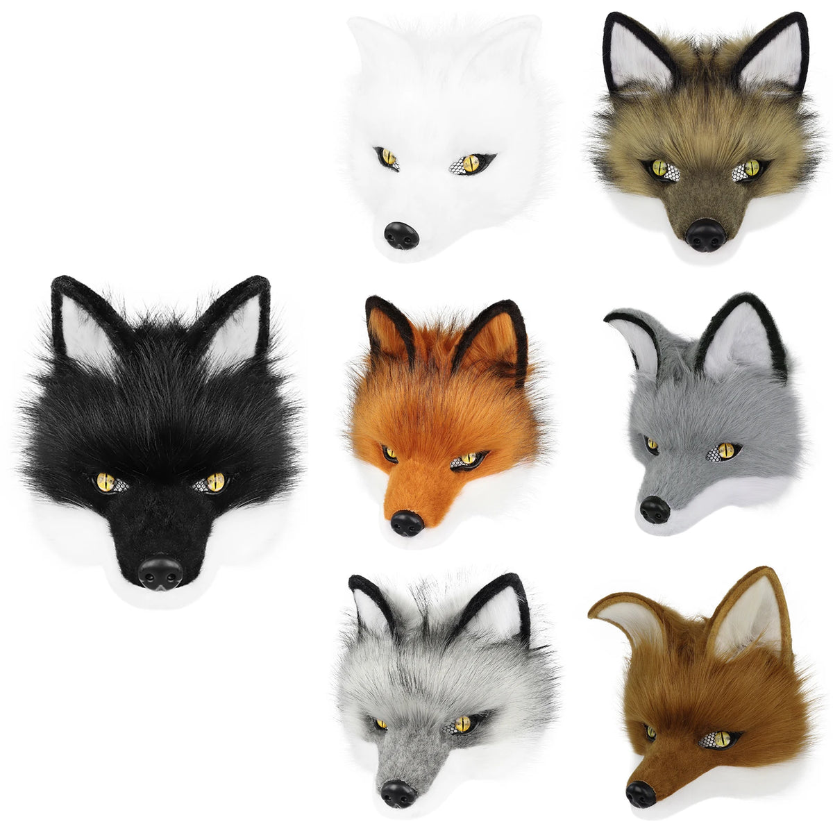 Realistic Brown Faux Fur Fox Costume Mask