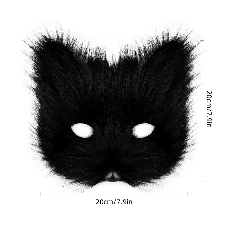Mysterious Black Fluffy Cat Mask