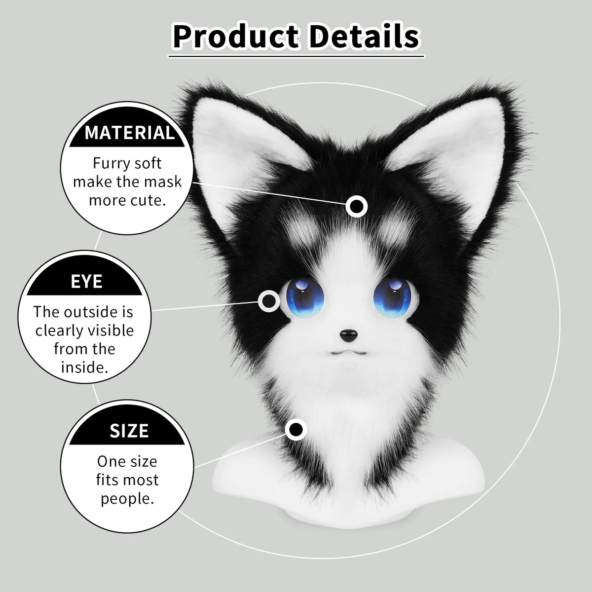 Cute Orange Furry Animal Head Keychain with Blue Eyes
