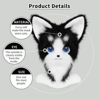 Cute Orange Furry Animal Head Keychain with Blue Eyes