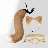 Tan Faux Fur Fox Cosplay Set with Tail & Choker