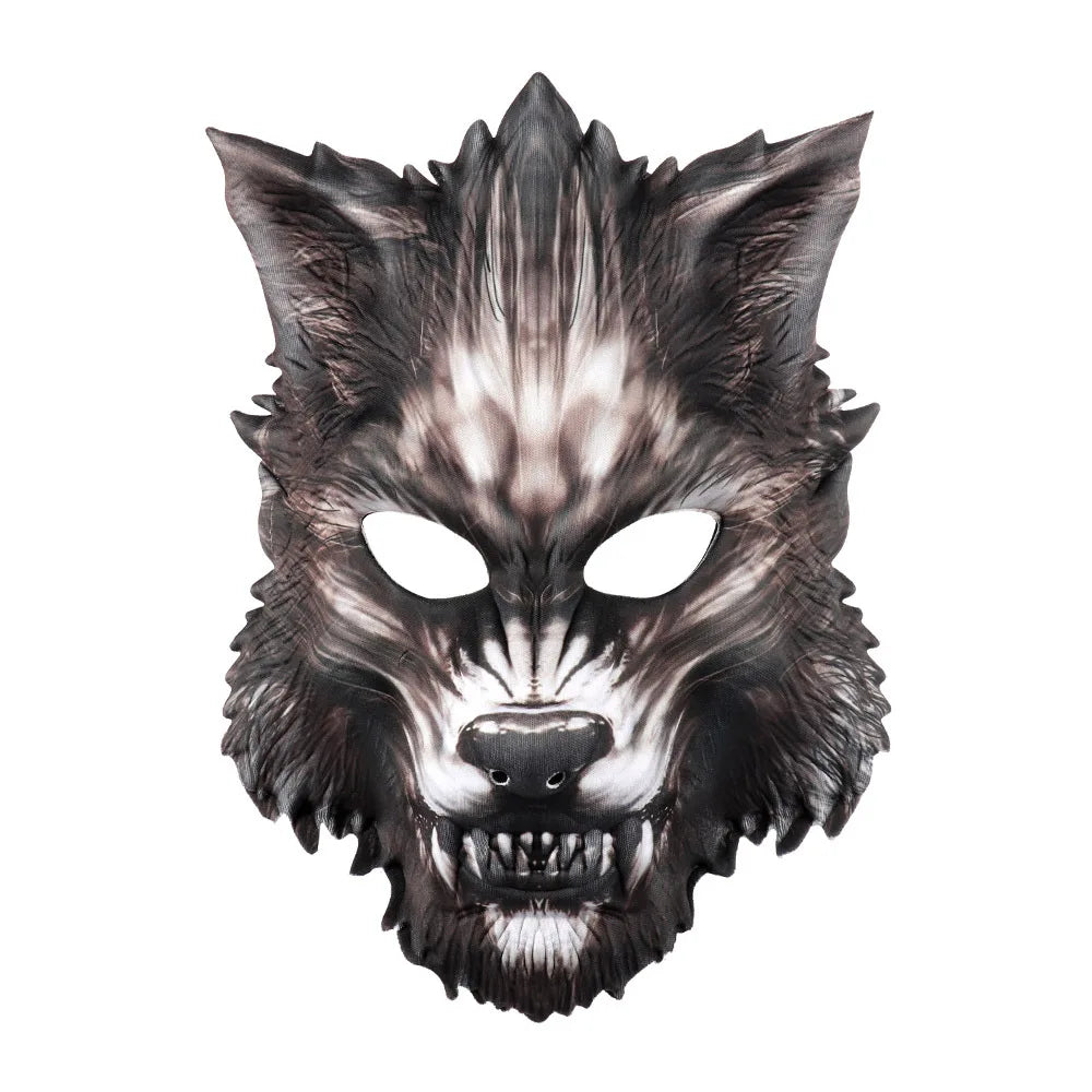 Realistic Gray Fabric Werewolf Full Face Mask
