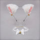 White Faux Fur Cat Ears Headband with Bells & Choker