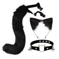 Black Faux Fur Cat Ears Tail and Choker Set