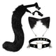 Black Faux Fur Cat Ears Tail and Choker Set