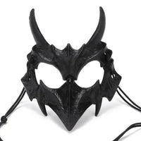 Matte Black Horned Dragon Half-Face Mask