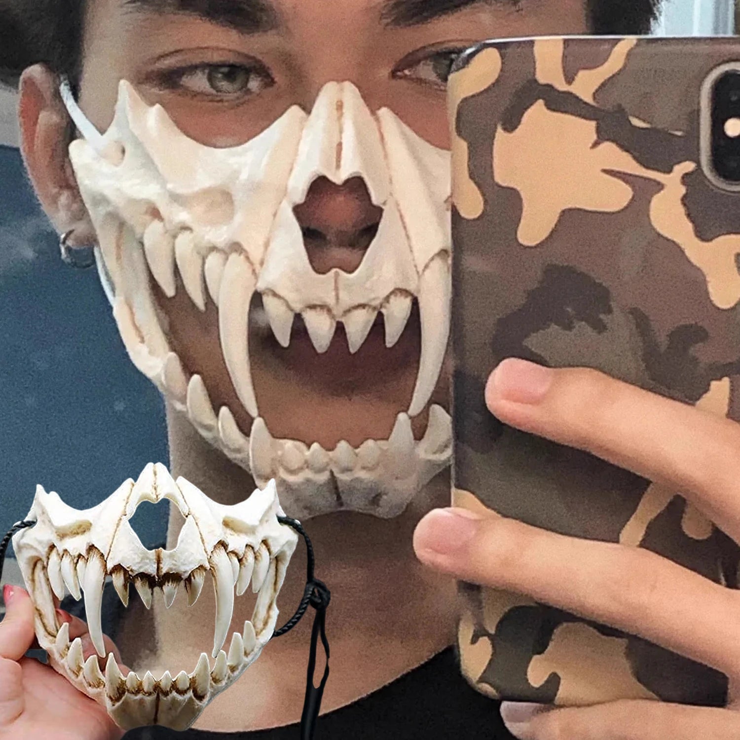 White Horned Dragon Fantasy Mask