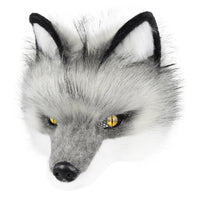 Realistic Grey Faux Fur Fox Mask