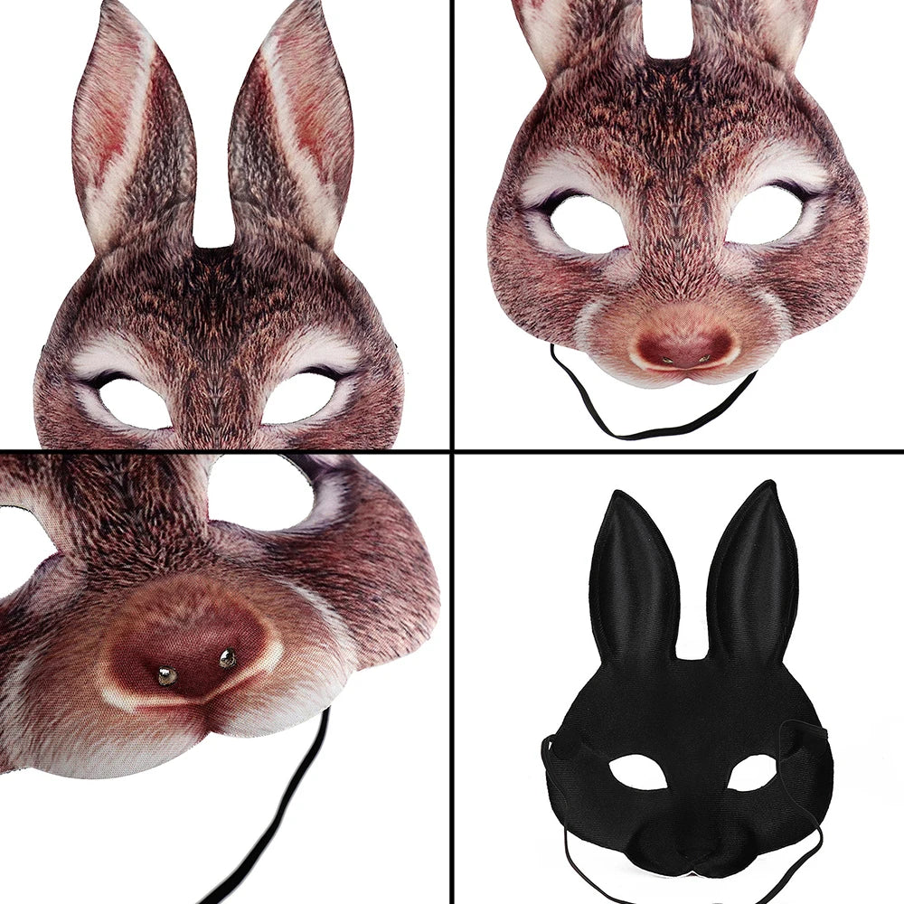 Realistic Black and White Pig Costume Mask
