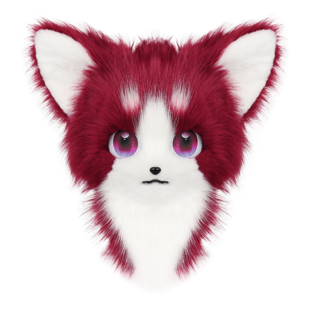 Cute Orange Furry Animal Head Keychain with Blue Eyes