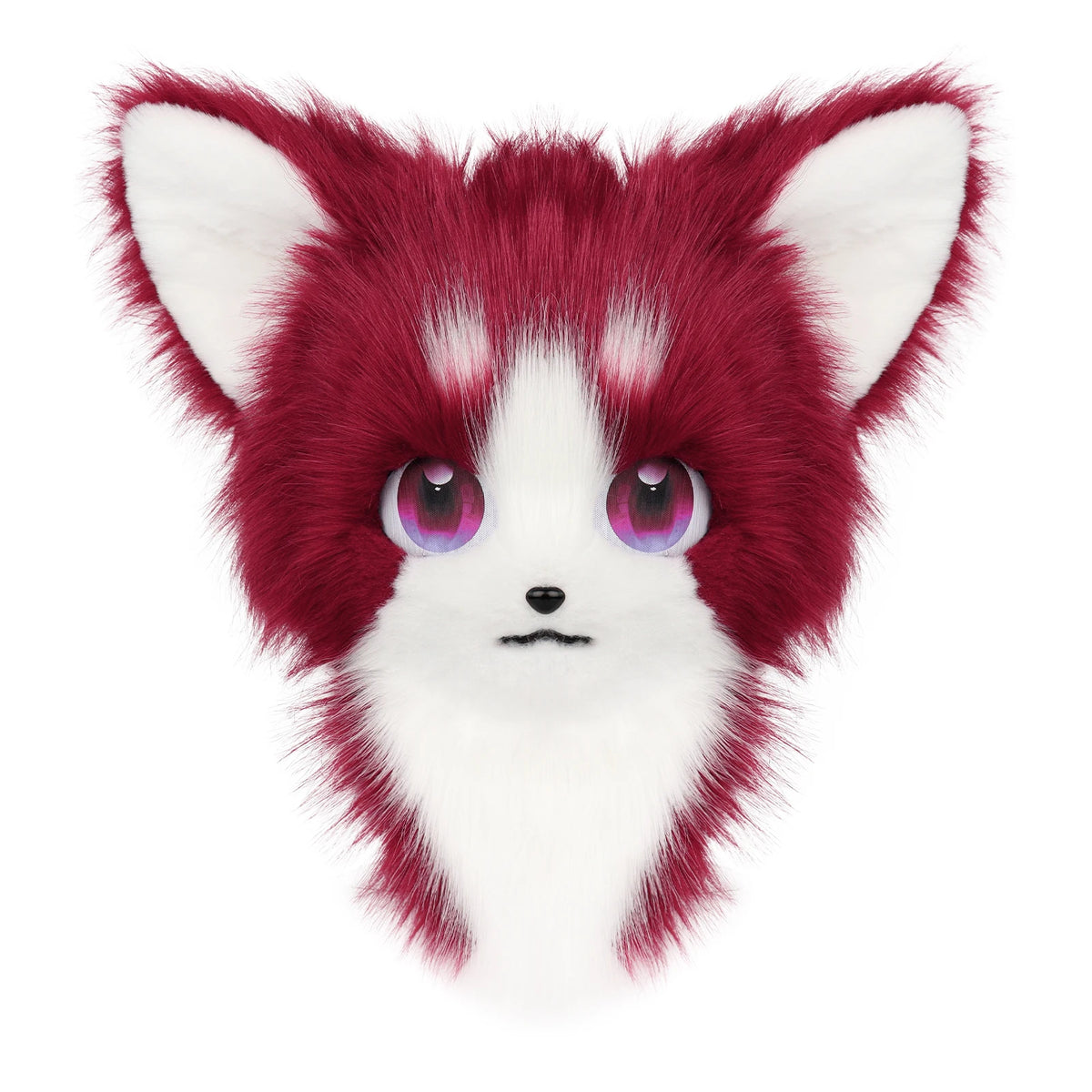 Cute Orange Furry Animal Head Keychain with Blue Eyes