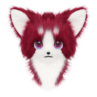 Cute Orange Furry Animal Head Keychain with Blue Eyes
