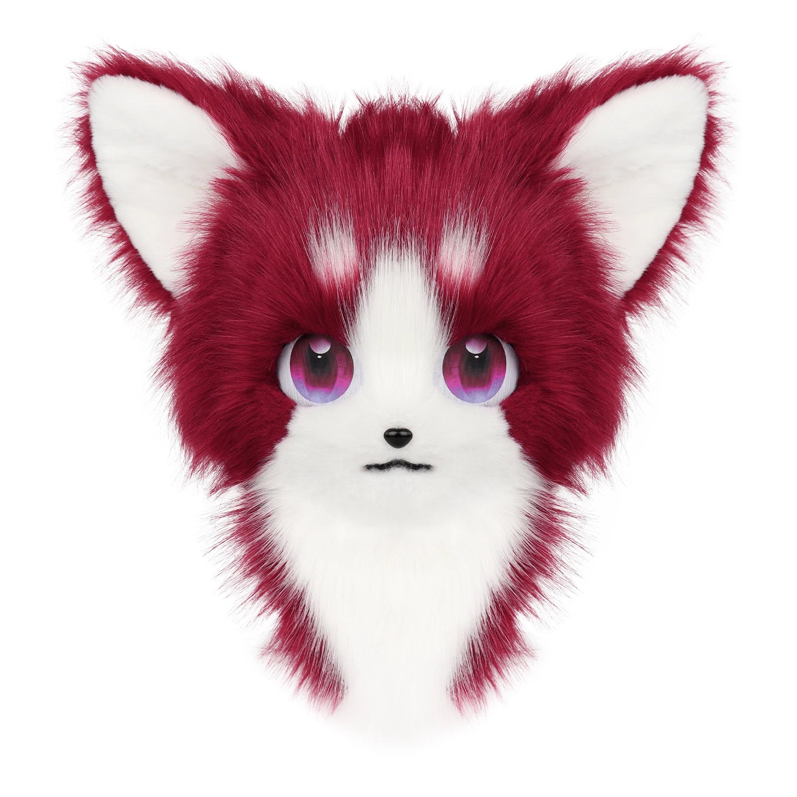 Cute Orange Furry Animal Head Keychain with Blue Eyes