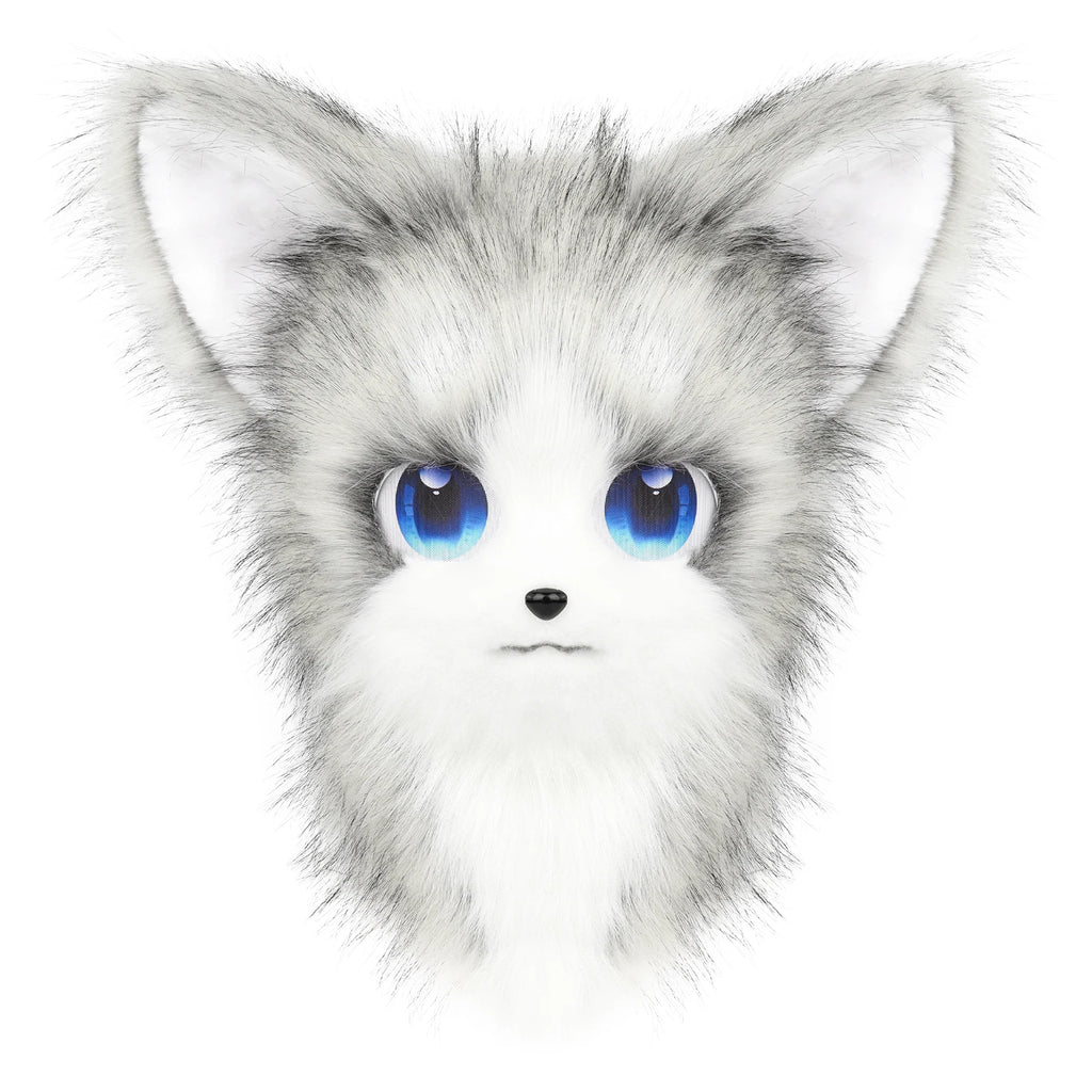Cute Orange Furry Animal Head Keychain with Blue Eyes