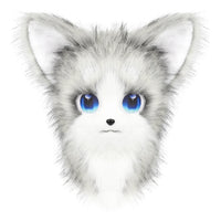Cute Orange Furry Animal Head Keychain with Blue Eyes