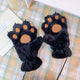 Black Fluffy Bear Paw Gloves