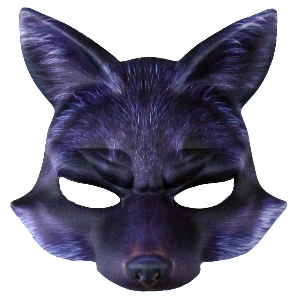 Dark Purple Growling Wolf Half Face Mask