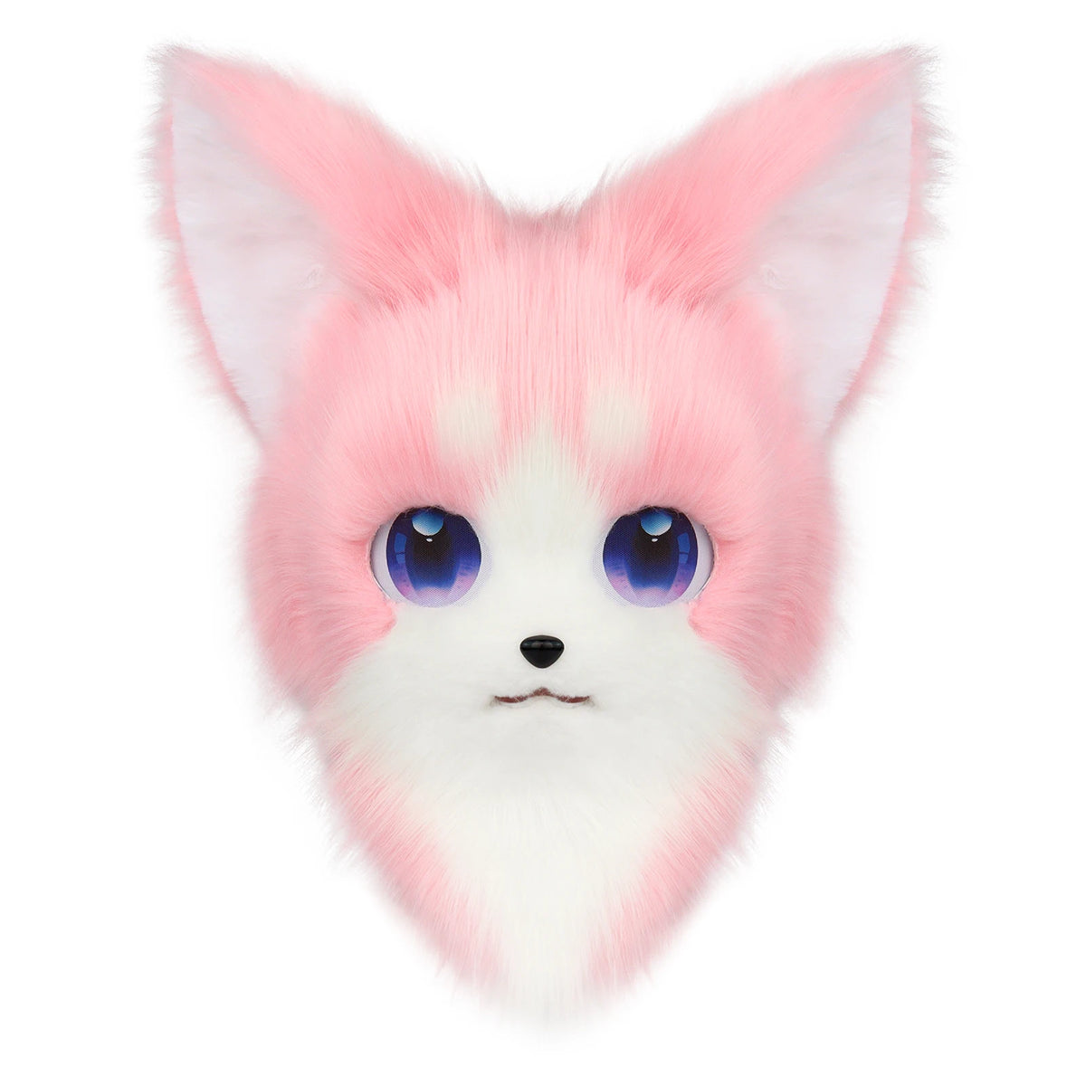 Cute Orange Furry Animal Head Keychain with Blue Eyes