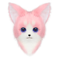 Cute Orange Furry Animal Head Keychain with Blue Eyes
