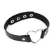 Black Faux Leather Choker with Silver Heart