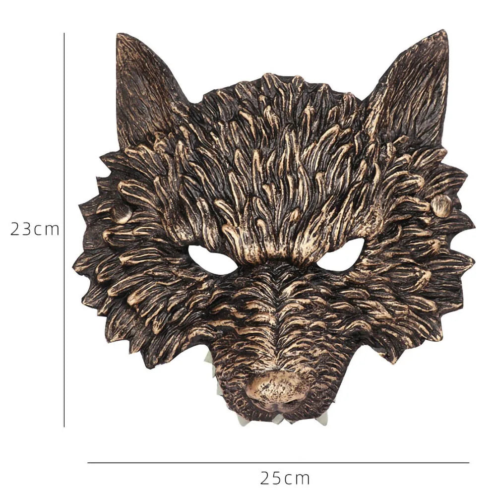Ferocious Dark Brown Full Face Wolf Mask