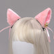 Plush Pink Cat Ears with Gold Bell & Ribbons