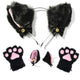 Black Faux Fur Cat Cosplay Set with Paws & Bells