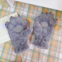 Fuzzy Ash Grey Paw Gloves with Claws