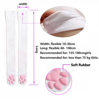 Kawaii Black Cat Paw Thigh-High Socks