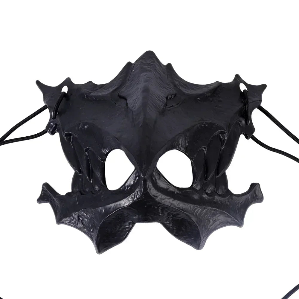 Textured Matte Black Dragon Half-Face Mask