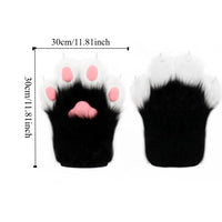 Soft White Faux Fur Paw Gloves with Yellow Pads