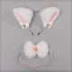 White Fluffy Cat Ears Headband with Pink Bows & Bell Tail