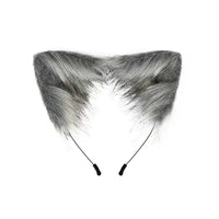 Grey Faux Fur Wolf Ears Headband