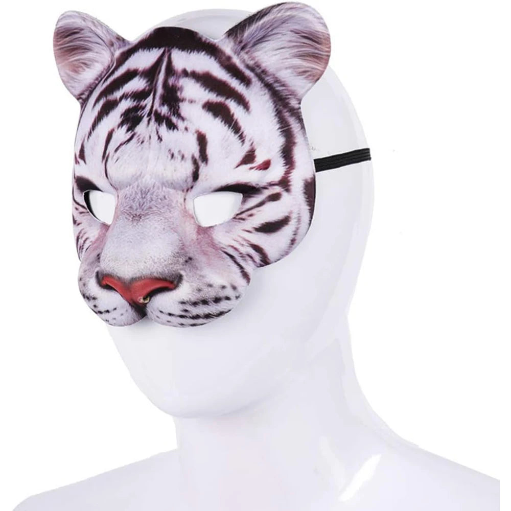 Realistic White Tiger Costume Half Mask