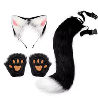 Black & White Faux Fur Cat Cosplay 3-Piece Set