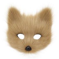 Tan Faux Fur Fox Face Mask