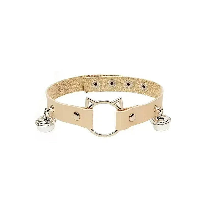 Pale Beige Cat Ear Choker with Bells