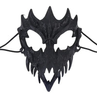 Gothic Black Dragon Mask with Horns and Fangs