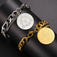 Layered Gold Figaro Chain Bracelet with Paw Print