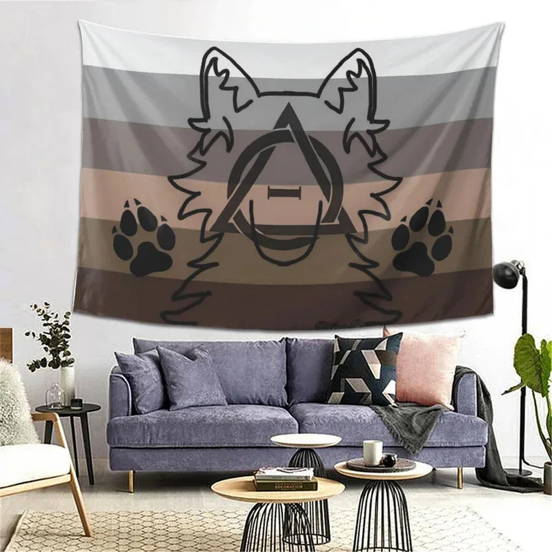 Furry Alpha Canine Bear Pride Striped Tapestry