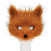 Realistic Reddish-Brown Faux Fur Fox Mask