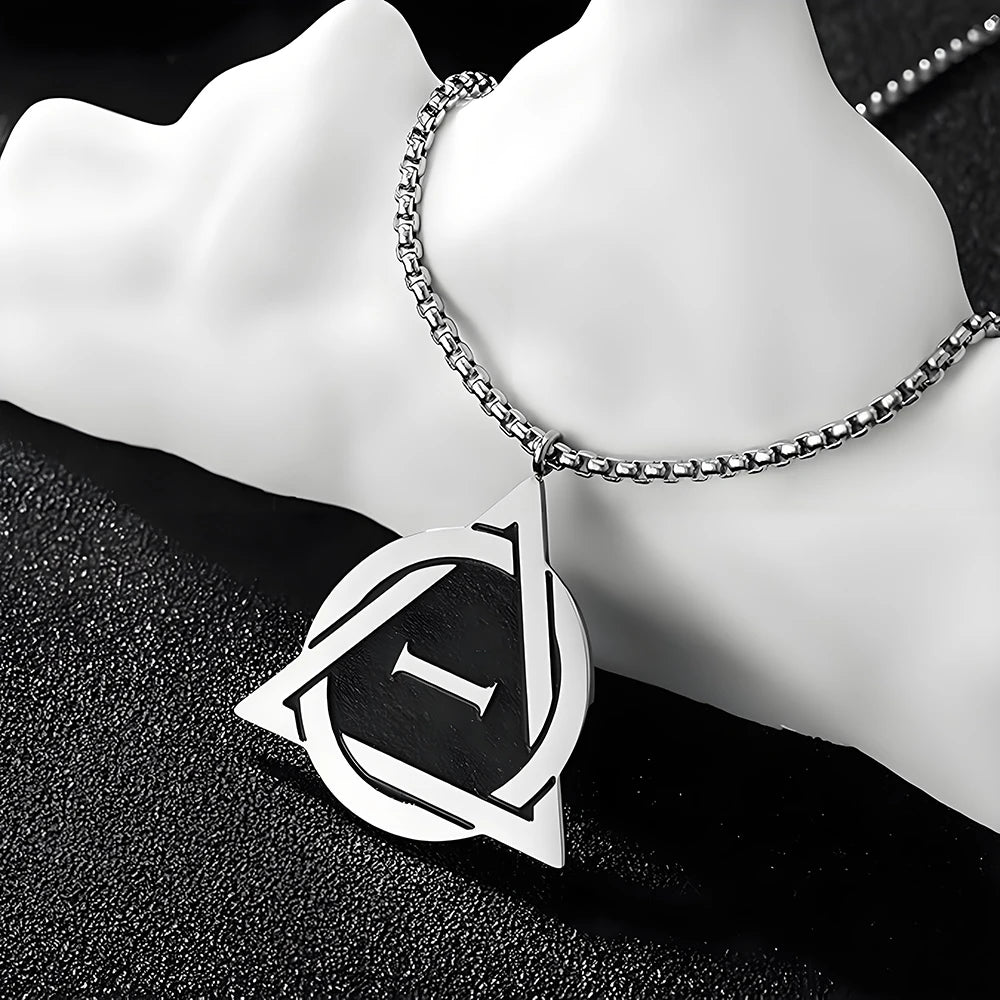 Unisex Stainless Steel Geometric 'I' Pendant Necklace