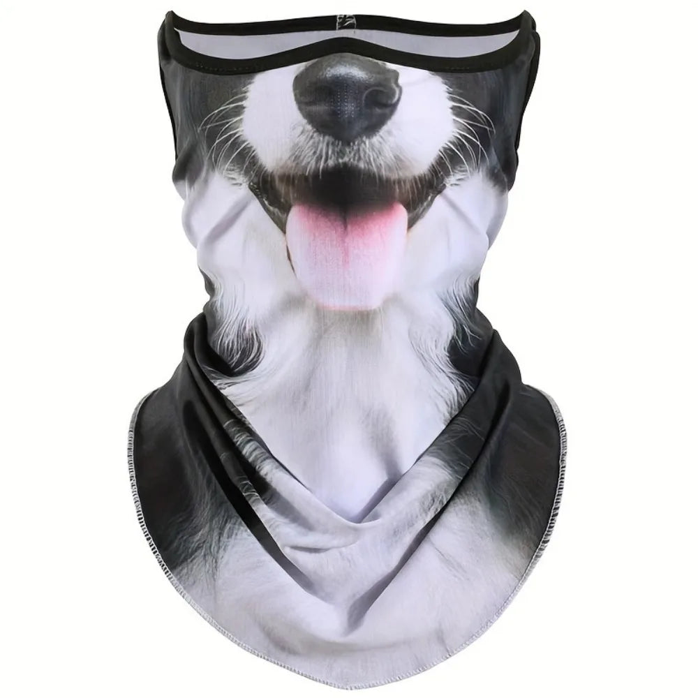 Happy Dog Face Black and White Neck Gaiter