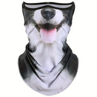 Happy Dog Face Black and White Neck Gaiter